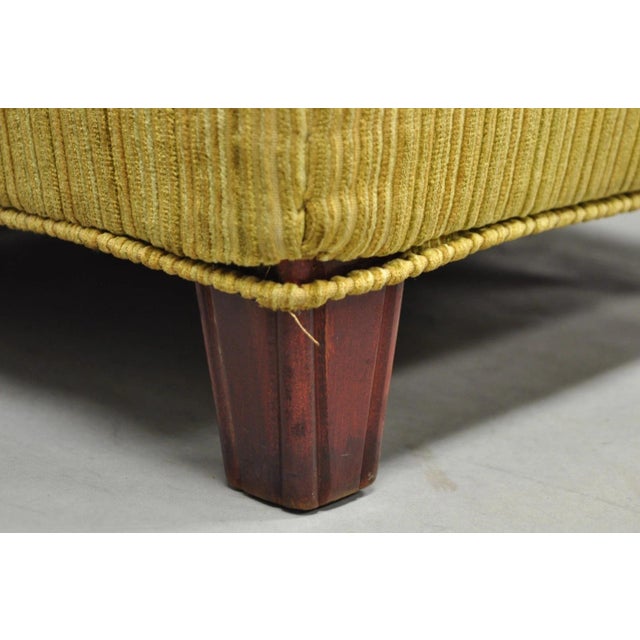 Vintage Traditional Mahogany Leg Green Upholstered Footstool Ottoman For Sale In Philadelphia - Image 6 of 14
