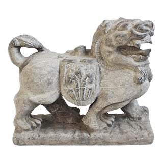 Vintage Grey Stone Lion Statue For Sale