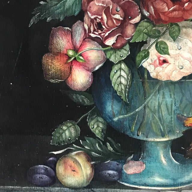 Late 19th Century Framed Painted Floral Flowers Still Life on Board For Sale - Image 5 of 13