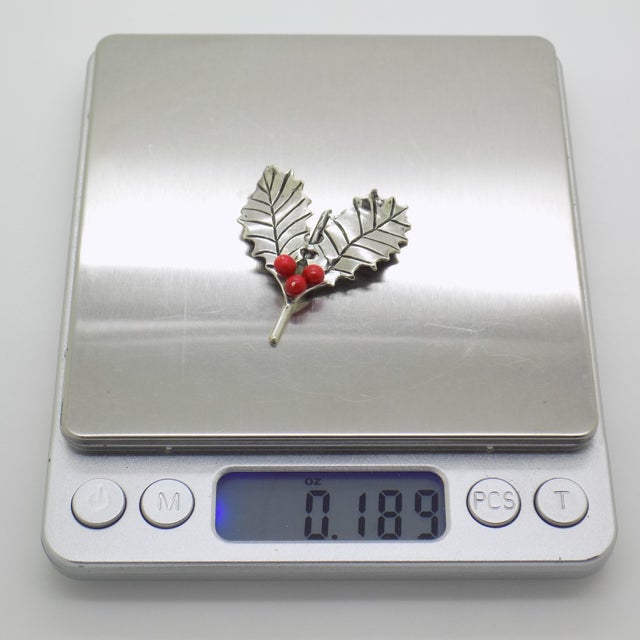 Metal Vintage Italian Handmade Genuine Silver Holly Miniature Figurine Christmas Decorative Miniature For Sale - Image 7 of 8