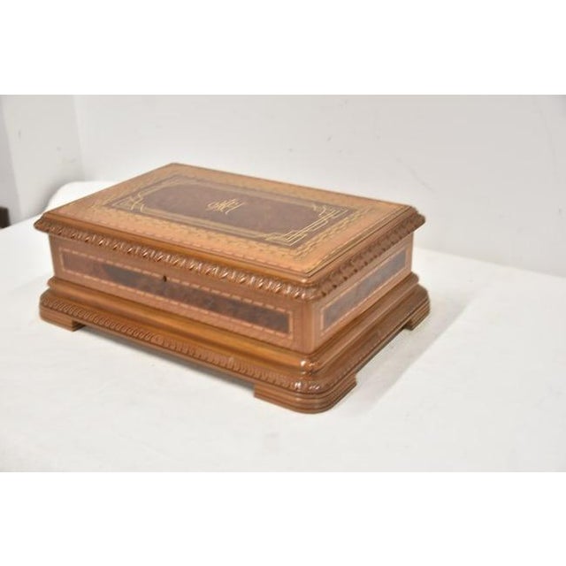 1940s 1940s Large Hand Made Parquetry Inlaid Wood Cigar Humidor For Sale - Image 5 of 13
