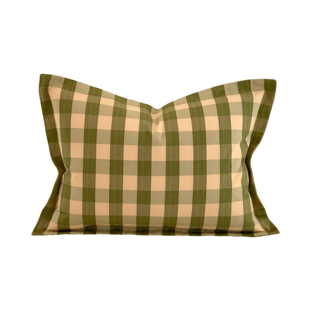 2020s Designer Kravet Green Yellow Check Plaid Cottage Farmhouse French Country Pillow Covers- Pair For Sale - Image 5 of 6