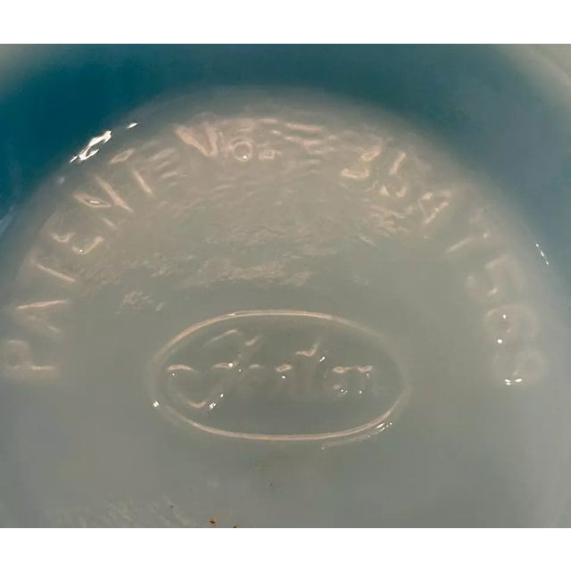 Fenton Art Glass Company Vintage Fenton Blue Slag Hobnail Candle Bowl For Sale - Image 4 of 5