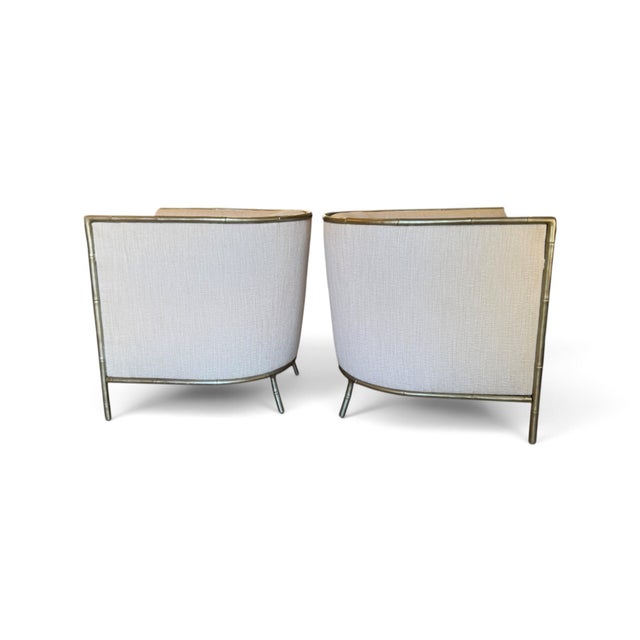 Metal Bernhardt Interiors Faux Bamboo Meredith Barrel Chairs, a Pair For Sale - Image 7 of 16