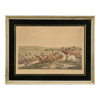Vintage Hand-Tinted Fox Hunt Print "Full Cry" Framed For Sale