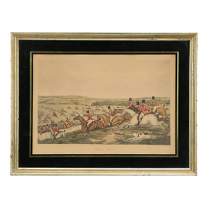 Vintage Hand-Tinted Fox Hunt Print "Full Cry" Framed
