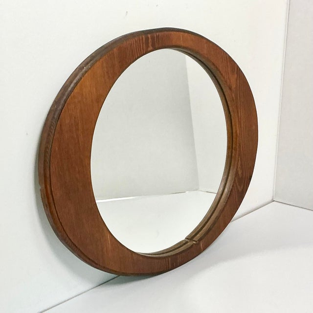 Mid-Century Boho Chic Folk Art Biomorphic Oval Pine Wall Mirror For Sale - Image 6 of 15