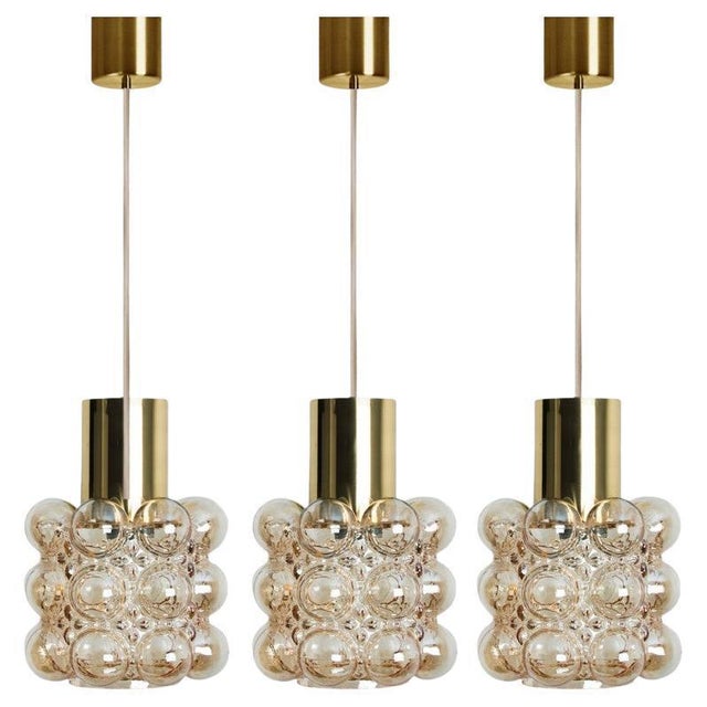 1 of the 3 beautiful bubble glass pendant lights designed by helena tynell for glashütte limburg, 1960. A classic design...