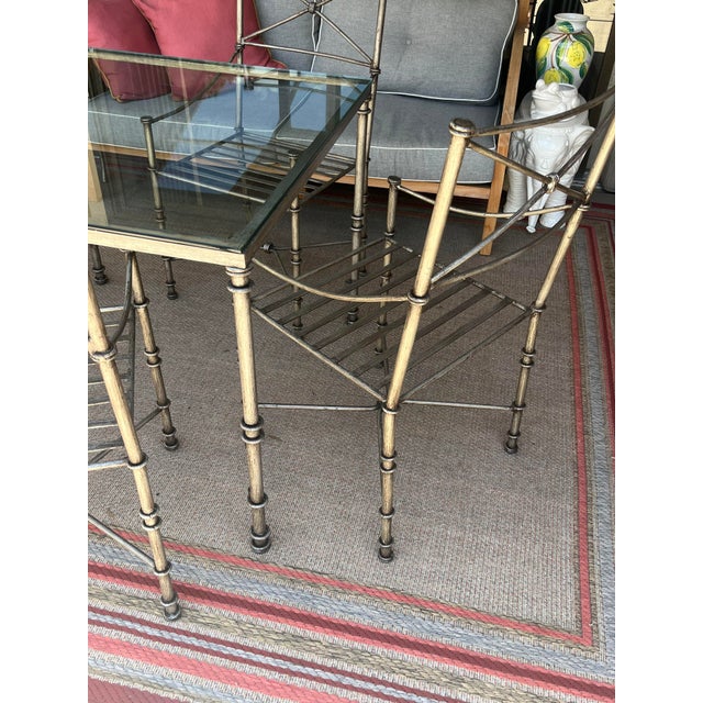 1980s Diego Giacometti Inspired Iron Table & 4 Chairs Dining Set For Sale - Image 16 of 18