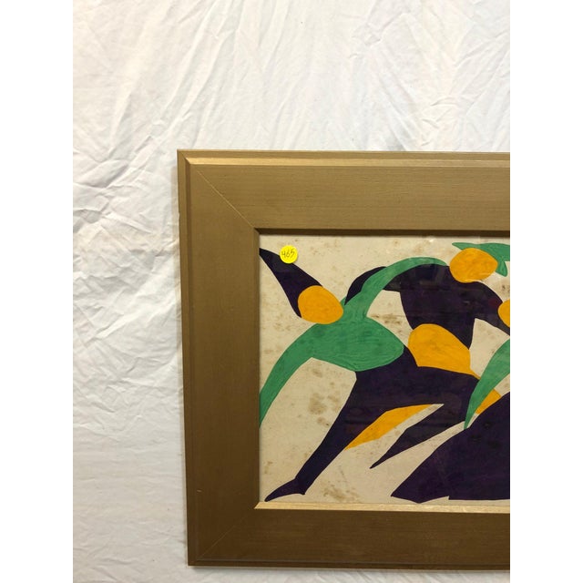 Art Deco Late 20th Century "The Dancers" – Original Acrylic Painting on Paper For Sale - Image 3 of 3
