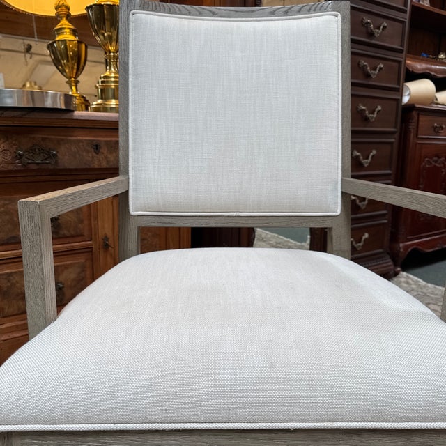 Early 21st Century Restoration Hardware French Contemporary Arm Dining Chairs, Pair For Sale - Image 5 of 12