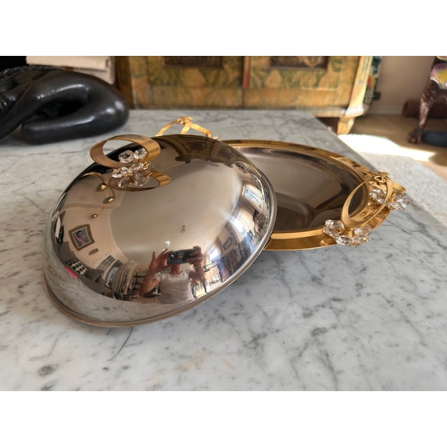 Vintage Italian Serving Dish with Gilt Details, 1970s For Sale - Image 10 of 14