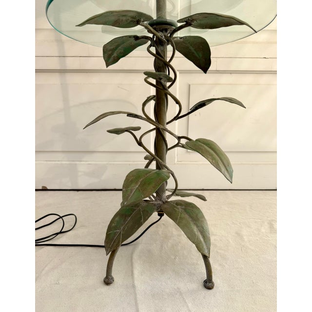 1970s Frederick Cooper Sculptural Tôle Vine Floor Lamp With Glass Table For Sale In Los Angeles - Image 6 of 12