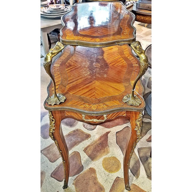 1900 - 1909 Early 1900s French Louis XV Two Tier Tea Table For Sale - Image 5 of 7