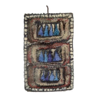 Scandinavian Blue, Purple, Brown and Beige Rya Wall Hanging, 1960s For Sale