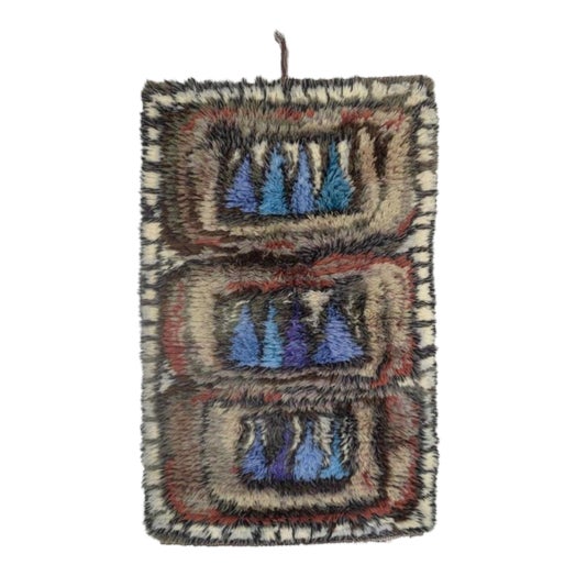 Scandinavian Blue, Purple, Brown and Beige Rya Wall Hanging, 1960s For Sale