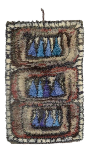 Scandinavian Blue, Purple, Brown and Beige Rya Wall Hanging, 1960s