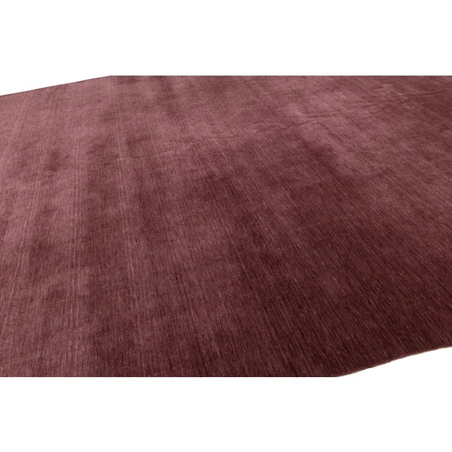Ruby Red Apadana's Modern Gabbeh Hand-Loom Wool Area Rug in Deep Plum 12x15 For Sale - Image 8 of 10