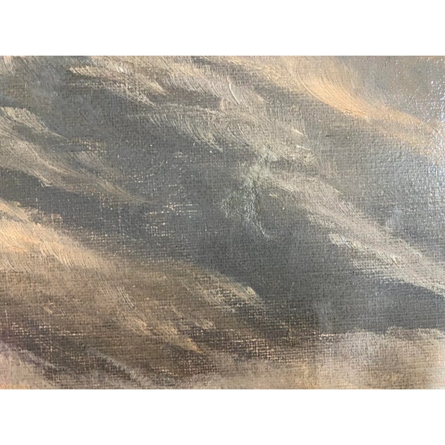 Antique Seascape Oil Painting With Lemon Gold Frame For Sale - Image 9 of 13