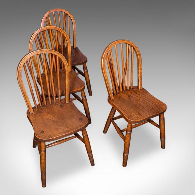 Set of 4 Side Chairs, English Hoop Back Seats, Wwii, Broad Arrow, Reception Hall For Sale - Image 6 of 12