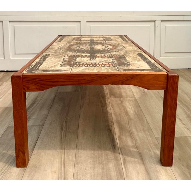 Wood 1960s Danish Modern Teak & Abstract Ceramic Tile Coffee Table Made in Denmark For Sale - Image 7 of 15