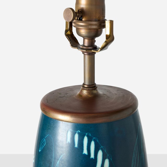 1950s Floral Motif Table Lamp by Hertha Bengtsson for Rörstrand For Sale - Image 12 of 15