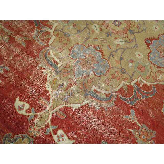 Textile Worn Antique Zabihi Collection Ziegler Mahal Rug - 10' x 14' For Sale - Image 7 of 11