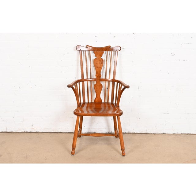 A gorgeous American Colonial style solid cherry wood spindle back Windsor armchair By L. & J.G. Stickley USA, 1960...