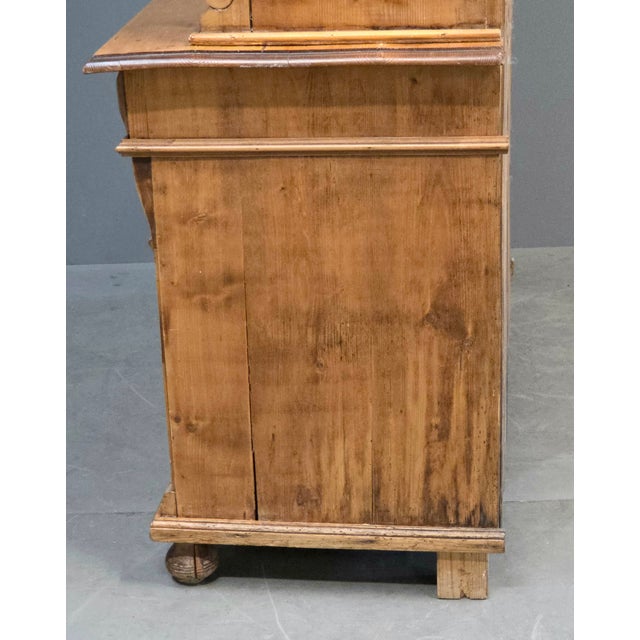 Antique French Provincial Pine Stepback China Cabinet Sideboard Hutch For Sale - Image 14 of 18
