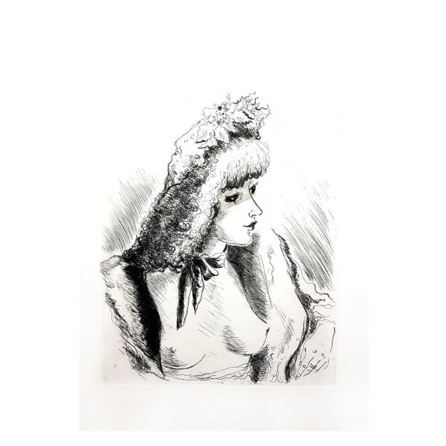 Wood André Dignimont - Belle Epoque Portrait - Original Etching 1946 For Sale - Image 7 of 8