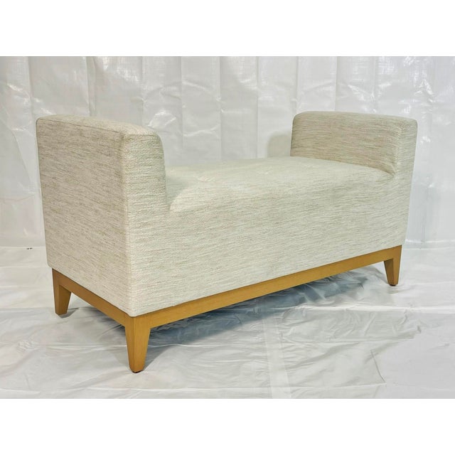 Brown 1980s Custom Los Angeles Upholstered Bench With Solid Wood Base For Sale - Image 8 of 17