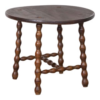 1940s French Bobbin Wood Side Table For Sale