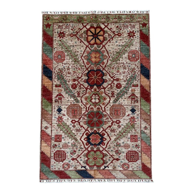Ivory Mamluk Design Area Rug, 03'11 X 05'11 For Sale