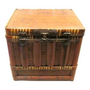 19th Century Antique Chinese Woven Bamboo and Rattan Storage Chest
