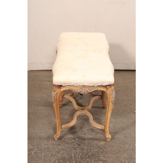 Mid 20th Century 4 Ft French Long Bench, All Sides Carved For Sale - Image 9 of 10