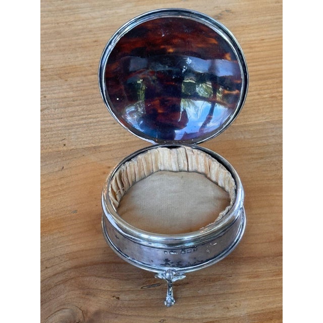 Round Metal Box With Inlaid Steamship Lid on Three Feet For Sale - Image 4 of 7