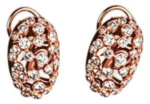 Late 20th Century 18K Pink Rose Gold Bezel Set Diamond French Clip Earrings Estate, Pair