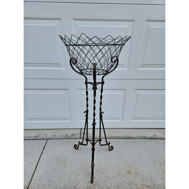 Tall Iron and Wire Garden Plant Stand Tripod Base For Sale - Image 10 of 10