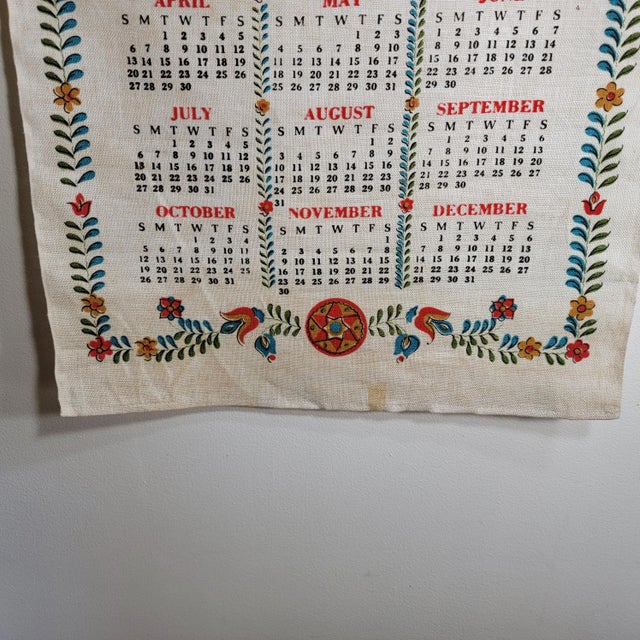 Beautiful Vintage 1969 Cloth Repeater Calendar | Chairish