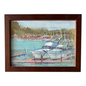 In the Slips Nautical Gouache Painting by Susan Elwart (Hall)