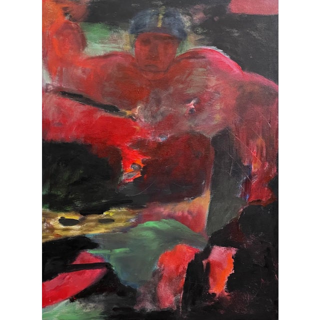 Red 1970 Raymonde Desabres (French, 1925-2020) - Abstract Figurative “The Champ” by Raymonde Desabres (French, 1925-2020) Signed/Framed For Sale - Image 8 of 8