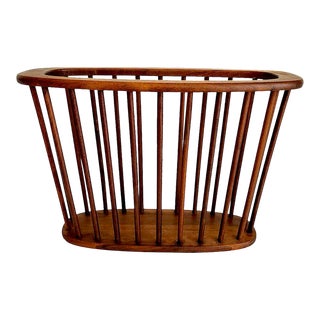 Mid 20th Century Arthur Umanoff Walnut Wood Spindle Magazine Holder For Sale
