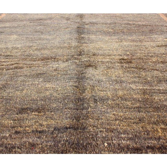 Natural Moroccan Hand Knotted Carpet With Solid Design in Shades of Brown For Sale In Atlanta - Image 6 of 8