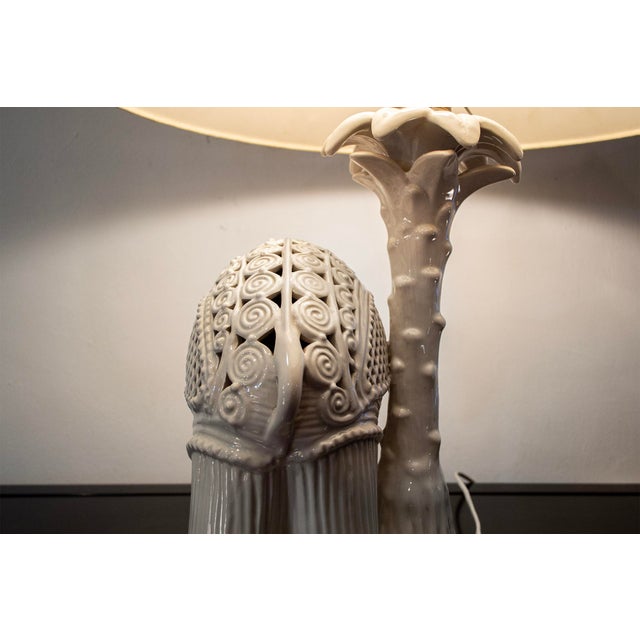 1970s White Ceramic Collage Lamp, 1970s For Sale - Image 5 of 6