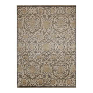 Rug & Kilim’s Classic Style Rug With Gray, Beige and Gold Floral Medallions For Sale