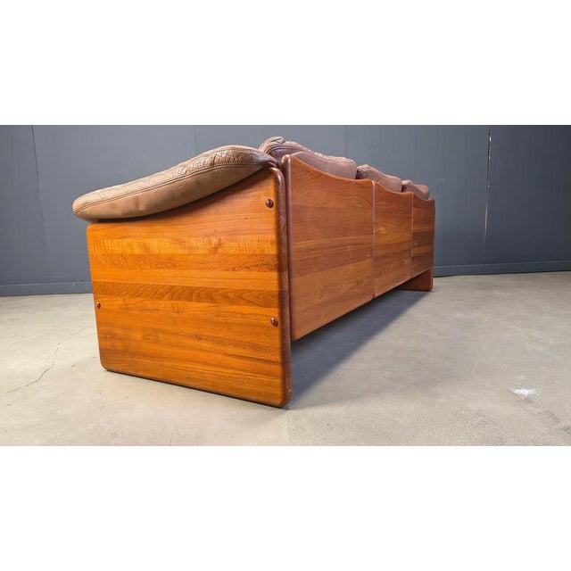 Danish Leather and Teak 3-Seater Sofa from Mikael Laursen, 1970s For Sale - Image 4 of 15