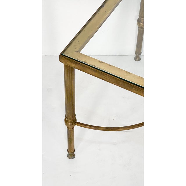 French Modern Square Cocktail or Coffee Low Table of Brass With Glass Top For Sale - Image 4 of 9