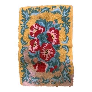1960s, Handmade Vintage American Hooked Rug 1.11' X 2.10' For Sale