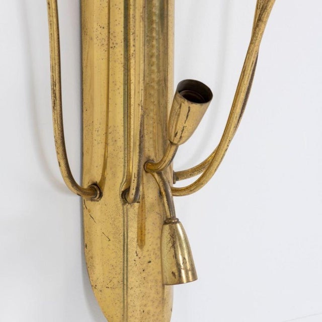 Mid-20 Century Single Large Twelve Light Brass Wall Sconce For Sale - Image 12 of 18