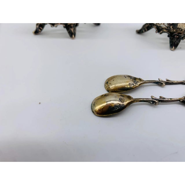 Salt Bowls with Spoons and Glass Inserts, 1890s, Set of 4 For Sale - Image 10 of 12